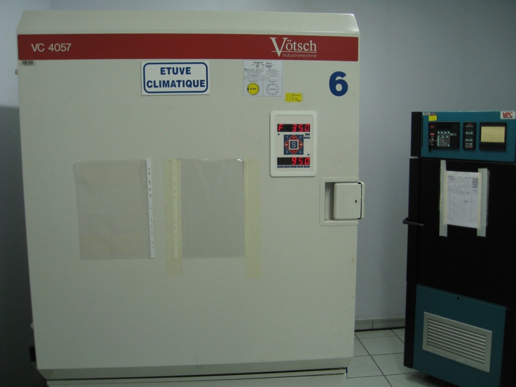 Two laboratory environmental chambers with temperature and humidity controls.